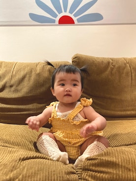 「アイテム（オールインワン・サロペット、イエロー系）」を使った、kohaさん（キッズ・80cm）の夏コーディネート
