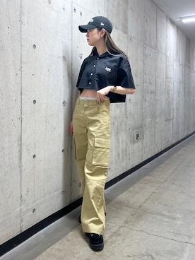 「エクストララージ」｜「アイテム（キャップ）」を使った、江川史唯さん（レディース・168cm）の春コーディネート