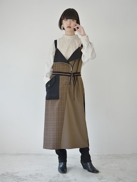 「チェック柄に恋してる」｜「アイテム（ジャンパースカート）」を使った、La SRIC officialさん（レディース・165cm）の秋コーディネート