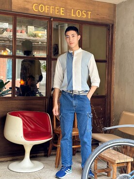 「NET（ネット）のアイテム」を使った、許翔さん（メンズ・177cm）の春コーディネート