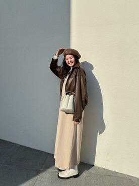 「MEIER.Q（マイヤーキュー）のアイテム（ワンピース/ドレス）」を使った、米さん（レディース・166cm）の冬コーディネート