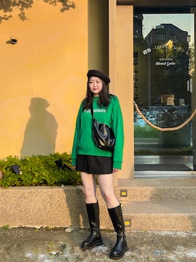 「PAZZO（パッゾ）のアイテム（Tシャツ/カットソー）」を使った、米さん（レディース・166cm）の冬コーディネート