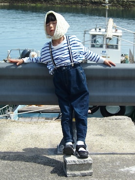 「アイテム（シューズ、ブラック系）」を使った、yu.さん（キッズ・159cm）の夏コーディネート