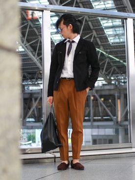 「アイテム（スリッポン）」を使った、shogo🎩さん（メンズ・167cm）の秋コーディネート