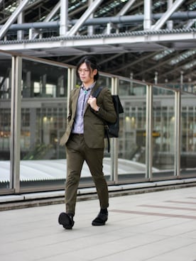 「アイテム（テーラードジャケット、グリーン系）」を使った、shogo🎩さん（メンズ・167cm）の秋コーディネート