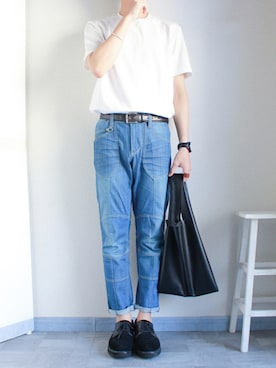 「白Tシャツ×デニム」｜「アイテム（その他）」を使った、shogo🎩さん（メンズ・167cm）の夏コーディネート