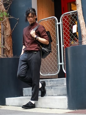 「SLOW（スロウ）のアイテム（バッグ）」を使った、shogo🎩さん（メンズ・167cm）の夏コーディネート