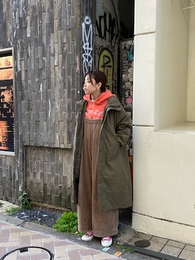 「MANASTASH（マナスタッシュ）のアイテム（モッズコート）」を使った、もぎさん（レディース・153cm）の冬コーディネート