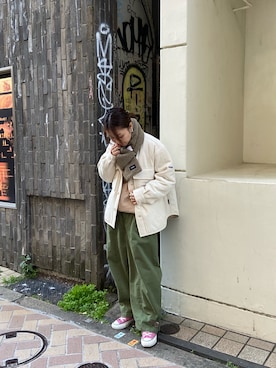 「MANASTASH（マナスタッシュ）のアイテム（ブルゾン）」を使った、もぎさん（レディース・153cm）の冬コーディネート