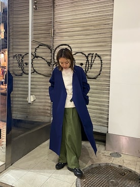 「MANASTASH（マナスタッシュ）のアイテム（ステンカラーコート）」を使った、もぎさん（レディース・153cm）の春コーディネート