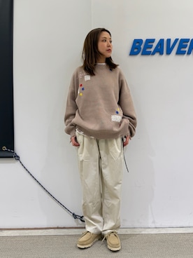 「アイテム（モカシン/デッキシューズ）」を使った、もぎさん（レディース・153cm）の冬コーディネート