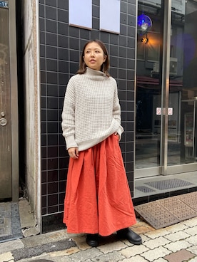 「ドミンゴ」｜「アイテム（ブーツ）」を使った、もぎさん（レディース・153cm）の秋コーディネート