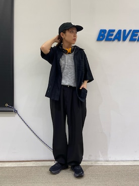 「アイテム（PC・スマホグッズ/家電、ブラック系）」を使った、もぎさん（レディース・153cm）の夏コーディネート