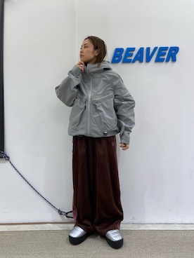 「アイテム（マウンテンパーカー）」を使った、もぎさん（レディース・153cm）の秋コーディネート