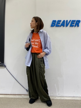 「アイテム（モカシン/デッキシューズ）」を使った、もぎさん（レディース・153cm）の夏コーディネート