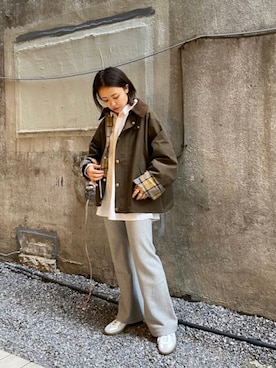 「ジャーマントレーナー」｜「アイテム（ブルゾン）」を使った、もぎさん（レディース・153cm）の秋コーディネート