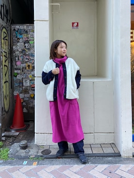 「MANASTASH（マナスタッシュ）のアイテム（ワンピース/ドレス）」を使った、もぎさん（レディース・153cm）の冬コーディネート