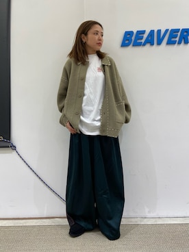 「アイテム（モカシン/デッキシューズ）」を使った、もぎさん（レディース・153cm）の秋コーディネート