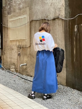 「MYSTERY RANCH（ミステリーランチ）のアイテム（バッグ）」を使った、もぎさん（レディース・153cm）の夏コーディネート