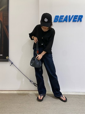 「巾着バッグ」｜「アイテム（PC・スマホグッズ/家電）」を使った、もぎさん（レディース・153cm）の春コーディネート