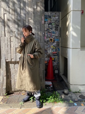 「MANASTASH（マナスタッシュ）のアイテム（モッズコート）」を使った、もぎさん（レディース・153cm）の秋コーディネート