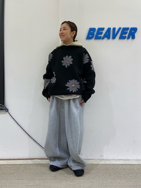 「アイテム（パーカー）」を使った、もぎさん（レディース・153cm）の秋コーディネート