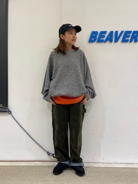 「アイテム（デニムパンツ、グリーン系）」を使った、もぎさん（レディース・153cm）の秋コーディネート