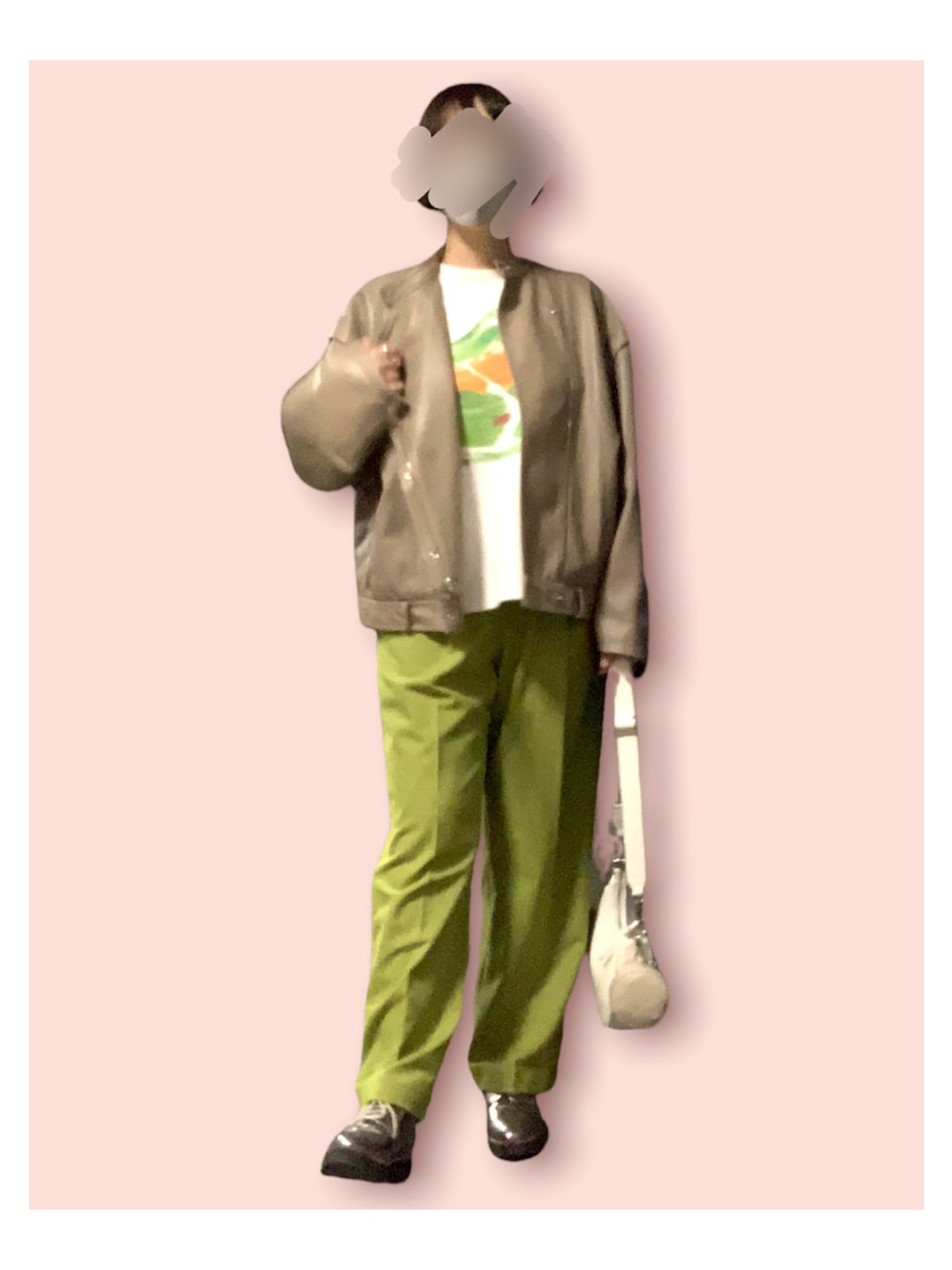 「春、オトナカジュアル、休日スタイル、カジュアルコーデ、ゆるコーデ、カラーコーデ、ootd、春カラー、amerivintage、AMERI、ORiental TRaffic(ORiental TRaffic)、Heather」｜「AmeriのRETRO FAKE LEATHER JACKET（ライダースジャケット、ベージュ系）」を使った、maiK☺︎さん（レディース・163cm）の春コーディネートの1枚目の写真