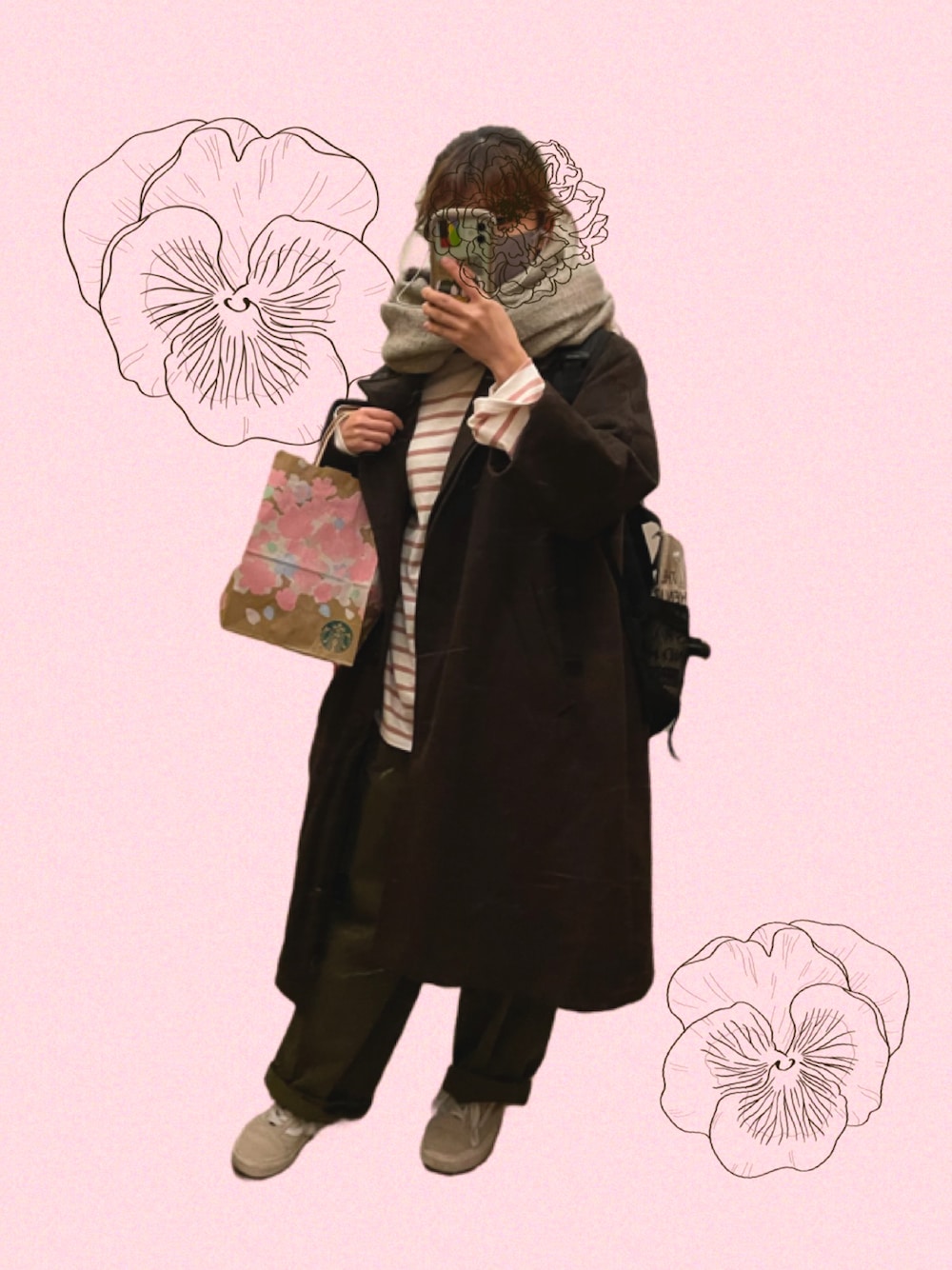 「春服、カジュアル、プチプラコーデ、オーバーサイズ、パステル映える春、低身長コーデ、通勤コーデ、UNIQLO、Avail、スニーカー、VANS、リュックスタイル」｜「VANSのVANS／OLD SKOOL(レディース)　2944673（スニーカー、ベージュ系）」を使った、はるなんさん（レディース・155cm）の春コーディネートの1枚目の写真