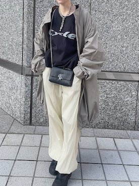 「Calvin Klein（カルバン・クライン）のミニマル モノグラム チェーン ショルダーバッグ（ショルダーバッグ、ブラック系）」を使った、u  さん（レディース・153cm）の冬コーディネート