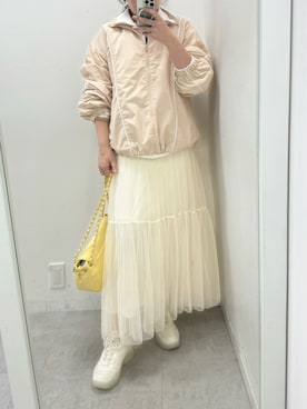 「アイテム（マウンテンパーカー、ピンク系）」を使った、トリウミユカ(骨格ストレート/イエベ秋)さん（レディース・166cm）の冬コーディネート