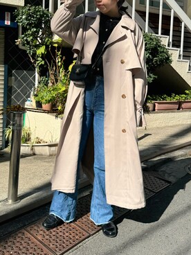 「one after another NICE CLAUP（ワンアフターアナザーナイスクラップ）のアイテム（トレンチコート）」を使った、トリウミユカ(骨格ストレート/イエベ秋)さん（レディース・166cm）の冬コーディネート
