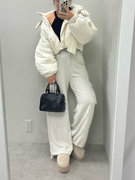 「one after another NICE CLAUP（ワンアフターアナザーナイスクラップ）のアイテム（スウェットパンツ）」を使った、トリウミユカ(骨格ストレート/イエベ秋)さん（レディース・166cm）の秋コーディネート