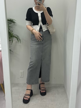 「one after another NICE CLAUP（ワンアフターアナザーナイスクラップ）のアイテム（デニムスカート）」を使った、トリウミユカ(骨格ストレート/イエベ秋)さん（レディース・166cm）の夏コーディネート