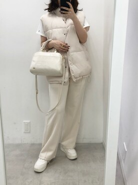 「one after another NICE CLAUP（ワンアフターアナザーナイスクラップ）のアイテム（スウェットパンツ）」を使った、トリウミユカ(骨格ストレート/イエベ秋)さん（レディース・166cm）の夏コーディネート