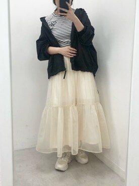 「アイテム（マウンテンパーカー）」を使った、トリウミユカ(骨格ストレート/イエベ秋)さん（レディース・166cm）の春コーディネート