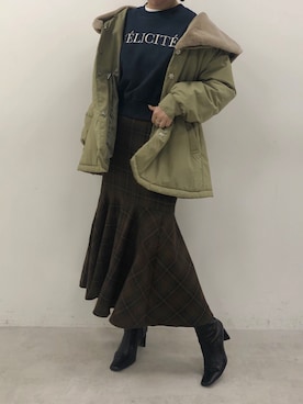 「one after another NICE CLAUP（ワンアフターアナザーナイスクラップ）のアイテム（ミリタリージャケット）」を使った、トリウミユカ(骨格ストレート/イエベ秋)さん（レディース・166cm）の秋コーディネート