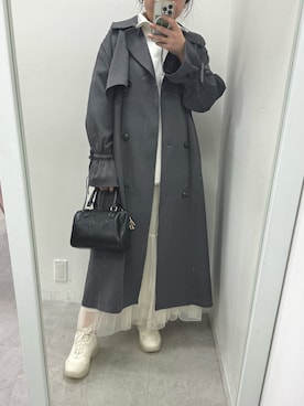 「one after another NICE CLAUP（ワンアフターアナザーナイスクラップ）のアイテム（トレンチコート）」を使った、トリウミユカ(骨格ストレート/イエベ秋)さん（レディース・166cm）の春コーディネート