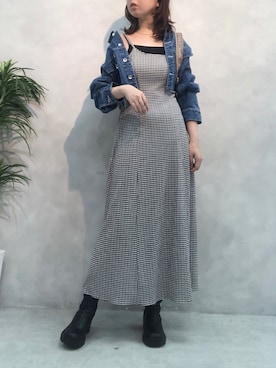 「one after another NICE CLAUP（ワンアフターアナザーナイスクラップ）のアイテム（デニムジャケット）」を使った、トリウミユカ(骨格ストレート/イエベ秋)さん（レディース・166cm）の夏コーディネート