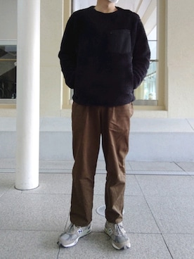 「nowm（ノウム）のアイテム（パンツ）」を使った、ひろやすさん（メンズ・170cm）の冬コーディネート
