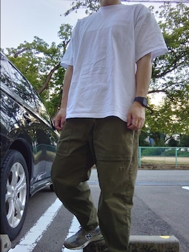 ひろやすさんの「【PROCLUB/プロクラブ】Heavyweight Short Sleeve Tee 厚手　ヘビーウェイト　Tシャツ　無地　ユニセックス クルーネック」を使ったコーディネート