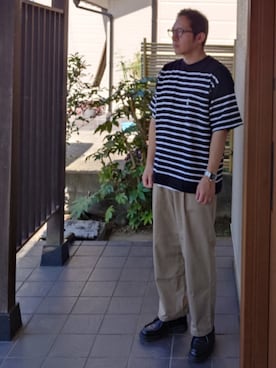 「アイテム（チノパンツ）」を使った、ひろやすさん（メンズ・170cm）の秋コーディネート