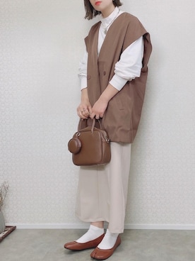 「ノーカラー」｜「アイテム（アクセサリー）」を使った、welina＊さん（レディース・152cm）の春コーディネート