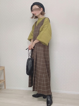 「プリーツバッグ」｜「アイテム（ワンピース/ドレス）」を使った、welina＊さん（レディース・152cm）の秋コーディネート