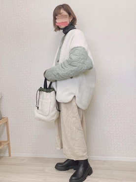「ECRIRE（エクリール）のアイテム（ノーカラージャケット）」を使った、welina＊さん（レディース・152cm）の冬コーディネート