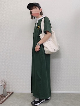 「ラガーシャツ」｜「アイテム（ワンピース/ドレス）」を使った、welina＊さん（レディース・152cm）の春コーディネート