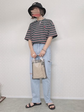 「ISOOK（アイスー）のアイテム（パンツ）」を使った、welina＊さん（レディース・152cm）の夏コーディネート