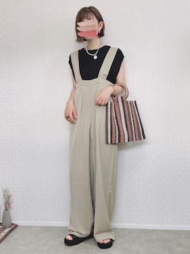 「select MOCA by son（セレクトモカバイソン）のアイテム（オールインワン・サロペット）」を使った、welina＊さん（レディース・152cm）の夏コーディネート