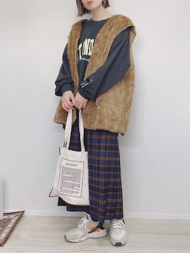 「FREAK'S STORE（フリークスストア）のアイテム（ベスト）」を使った、welina＊さん（レディース・152cm）の冬コーディネート