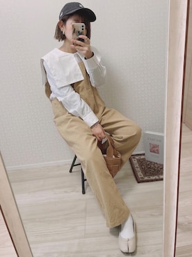 「ISOOK（アイスー）のアイテム（オールインワン・サロペット）」を使った、welina＊さん（レディース・152cm）の冬コーディネート